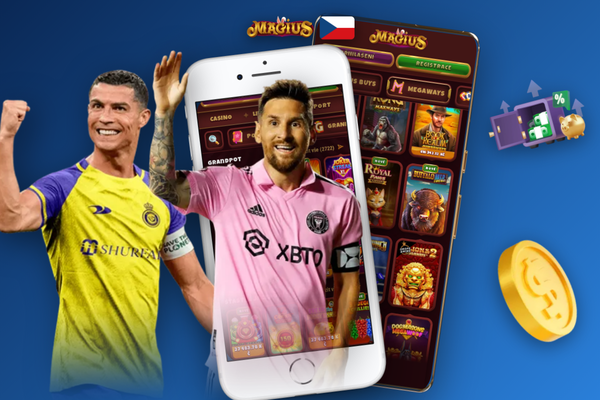 Ilustrace bezpečnostního štítu a zámku při stahování klienta Magius Casino do počítače