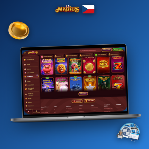 Magius Casino na PC – desktopový klient otevřený na notebooku s herním pozadím