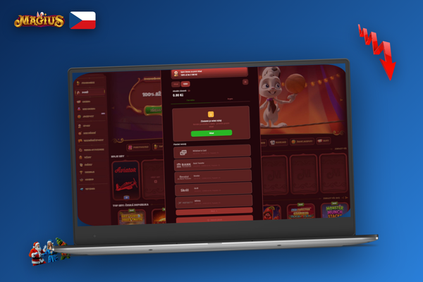 Rozhraní pokladny Magius Casino ukazuje dostupné metody výběru peněz