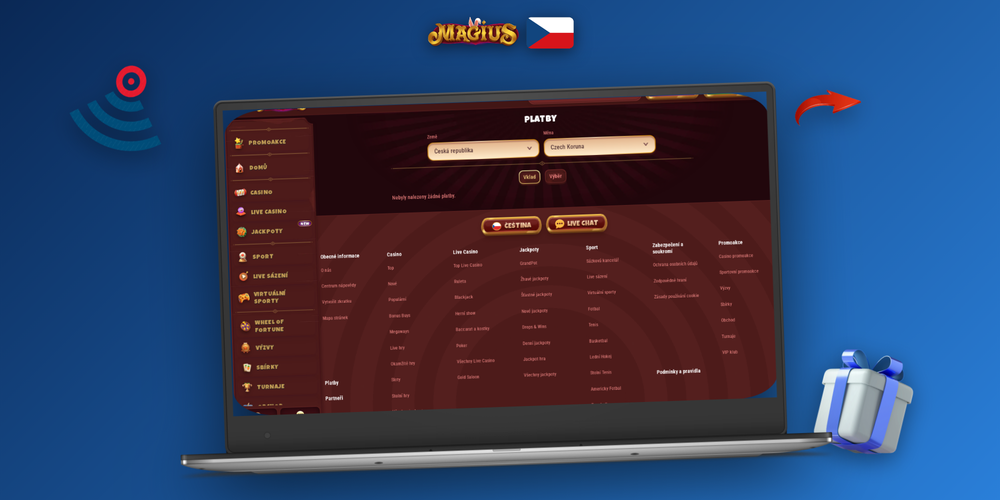Notebook a mobil zobrazující jednotlivé kroky vkladu v pokladně Magius Casino
